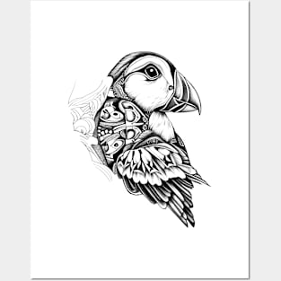 Puffin Wild Animal Nature Illustration Art Tattoo Posters and Art